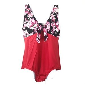 Bleu ice orange floral one piece swimsuit size 24